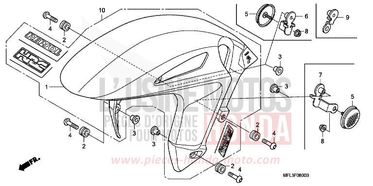 FRONT FENDER for CBR1000RR Fireblade PEARL SUNBEAM WHITE (NHA66HA) from 2010